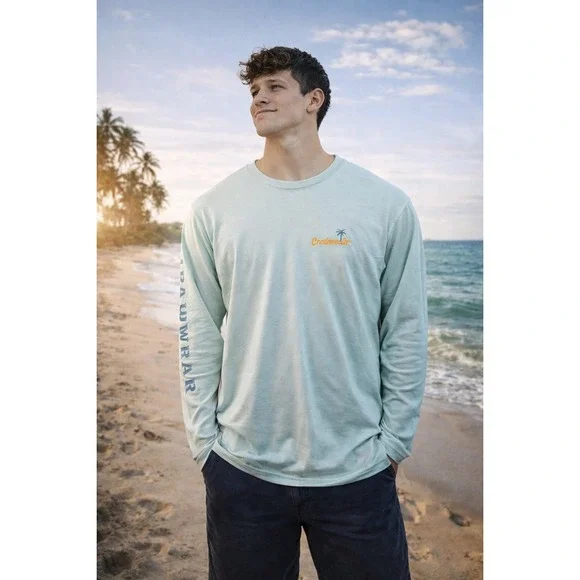 Caribbean Joe Island Supply Co. Long Sleeve T Shirt Mens M‎ Beer Island Time