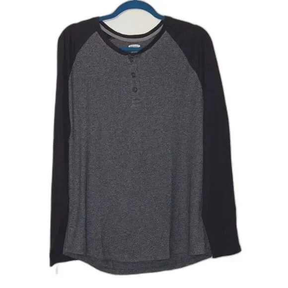 NWOT Old Navy Black and Gray Henley Shirt