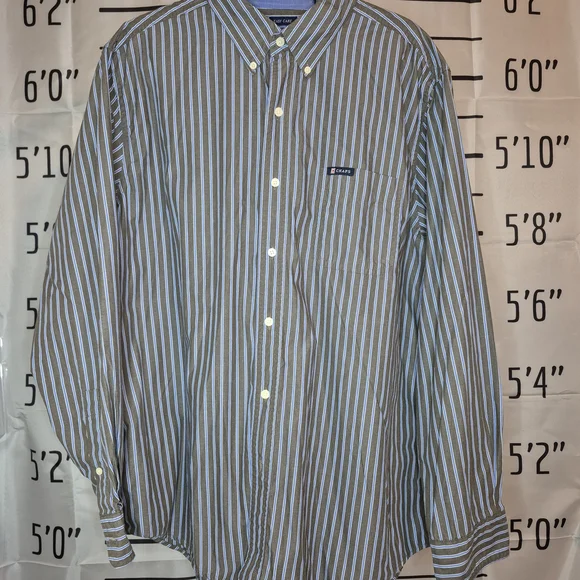 Chaps Men's Striped Button-Down Shirt in Blue and White 743/378