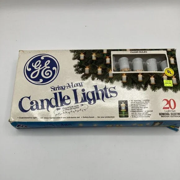 Vintage GE String-A-Long Candle Lights Christmas Lights New In Box