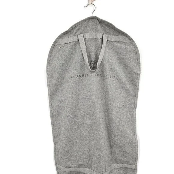 Brunello Cucinelli Grey Fabric Garment Bag 21x32 Zippered Snaps Handles
