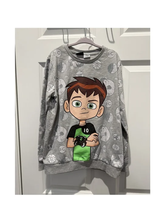 LC Waikiki Ben 10 Graphic Print Sweatshirt Pullover Crew Neck Gray 8-9Y