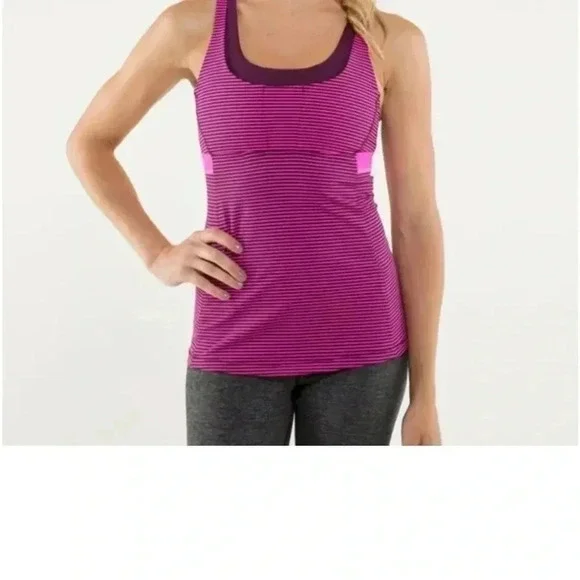 Lululemon Stuff Your Bra Tank Hyper Stripe Raspberry Glo