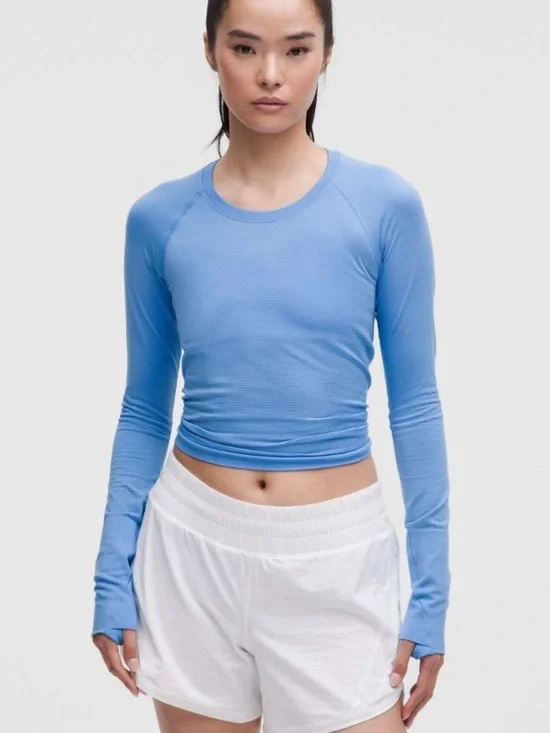 New Lululemon pool party blue swiftly tech long sleeve shirt waist 4