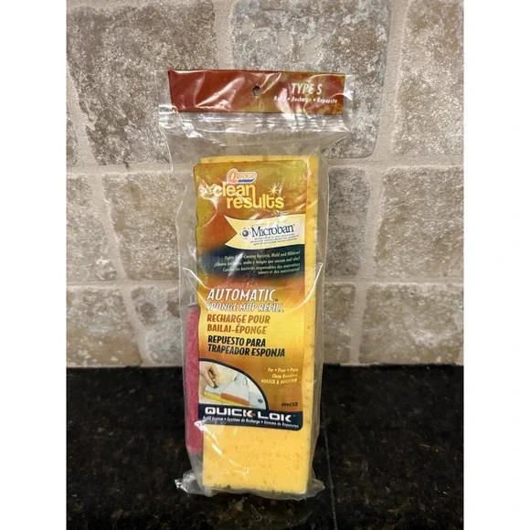New Old Stock - Quickie Clean Results Type S Sponge Mop Refill Sealed