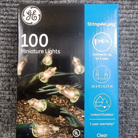 Ser Of 35 GE StayBright 100ct Clear Mini String Lights Outdoor Party Deck Patio‎