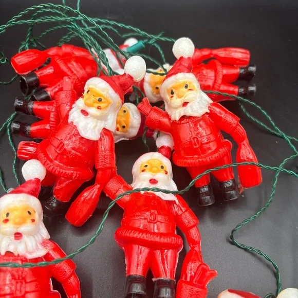 Vintage Lights‎ Santa Claus Blow Mold String Christmas Holiday Red White Set 10