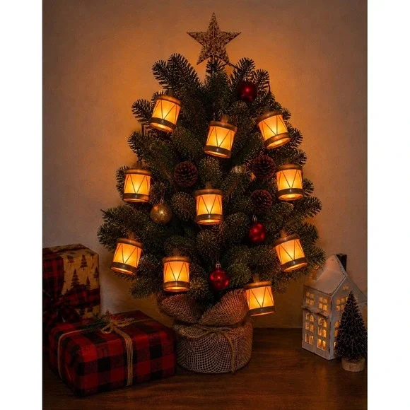 2 Sets-VTG Drum String Lights 20 Lantern Christmas Patio Tiki Luau Mid Century