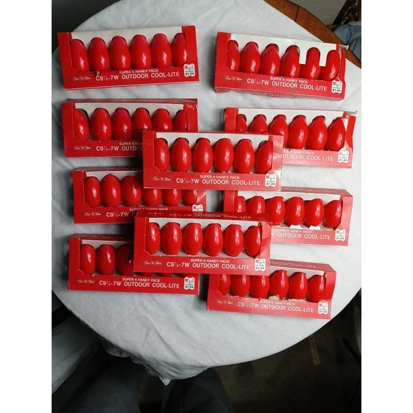 60 Vintage‎ Christmas Replacement Lights C 9 1/4 120 Volt Lamps Bulbs Red/Rose