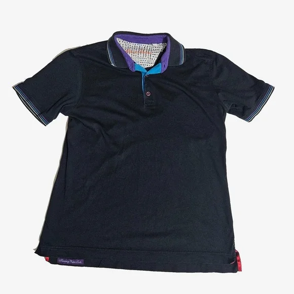 Robert Graham Mens Black Polo Short Sleeve Shirt Size M