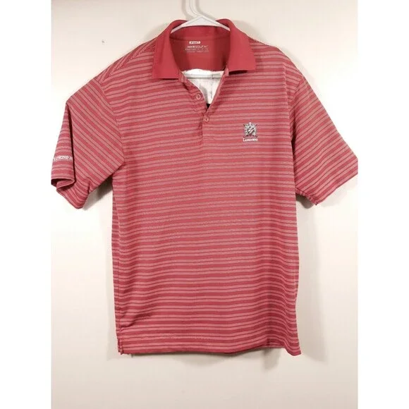 Nike Golf Polo Shirt Men's Small Red Striped Lansdowne Raymond James Logos