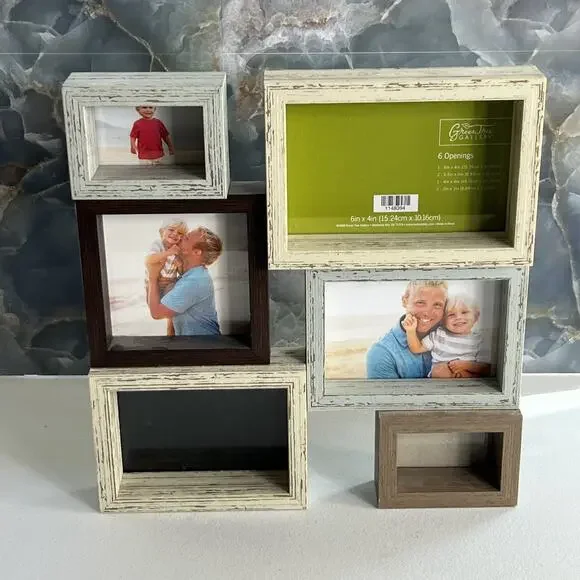 Green Tree Gallery Photo Frame Set 6 Openings Distressed Rustic