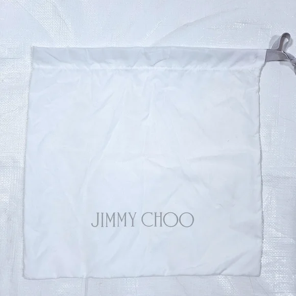 Jimmy Choo White Dust Cover Drawstring Pouch Bag