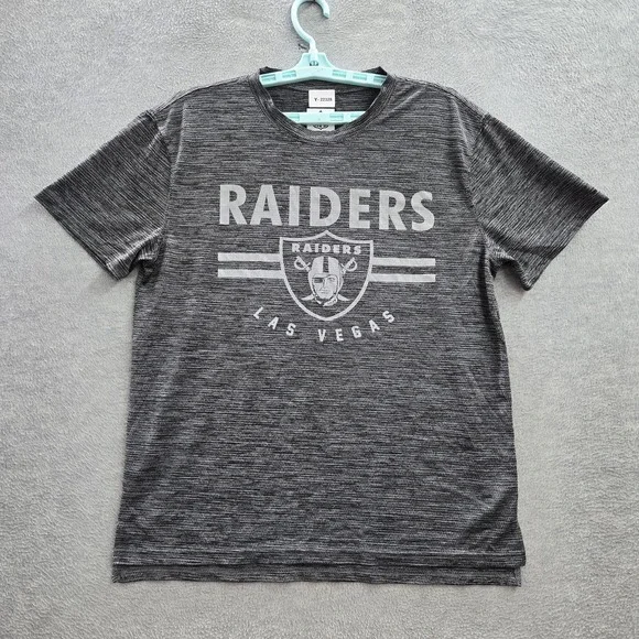 Las Vegas Raiders Men Shirt‎ M Gray NFL Team Apparel Striped Logo