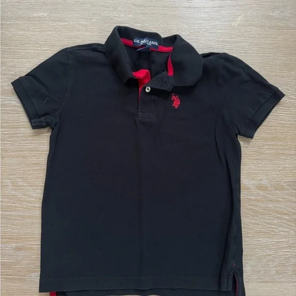 US POLO boys black colored short sleeve polo shirt top size 7 8 years