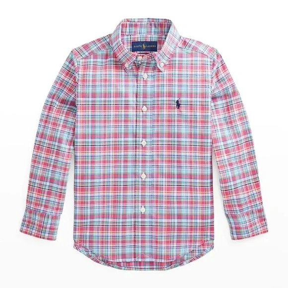 NWT Polo Ralph Lauren Boys Plaid Poplin Shirt