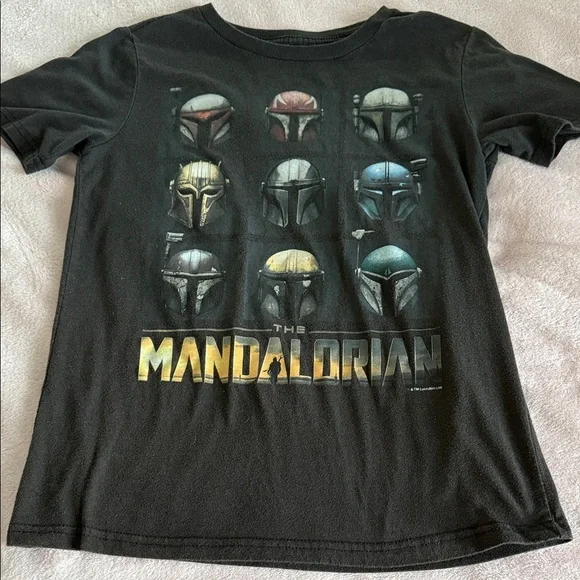 Star Wars Black Mandalorian Helmets Kids Tee