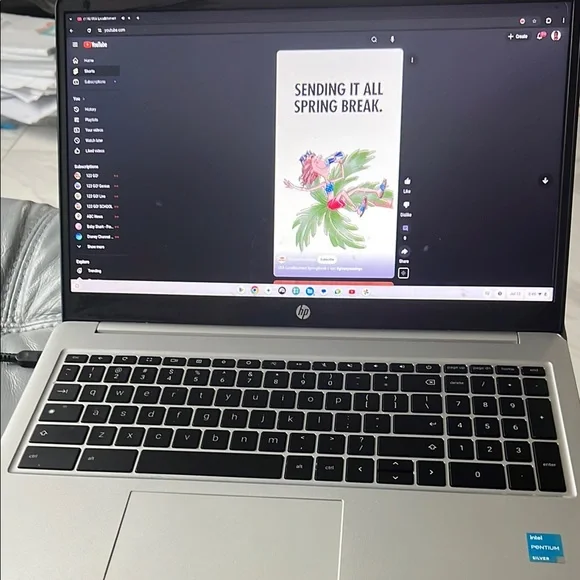 HP Chromebook Silver and Blue Laptop