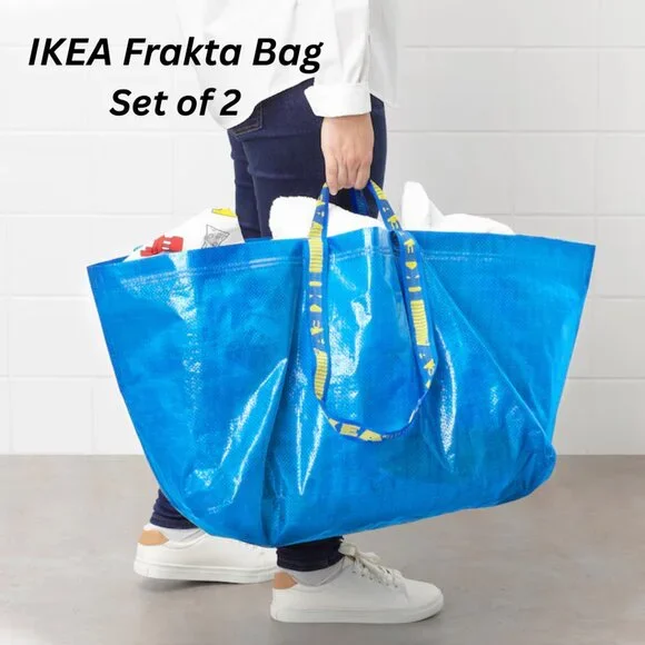 2-pack NWT IKEA FRAKTA Large Blue Shopping Bag (19 gallon; 21¾ x 14½ x 13¾