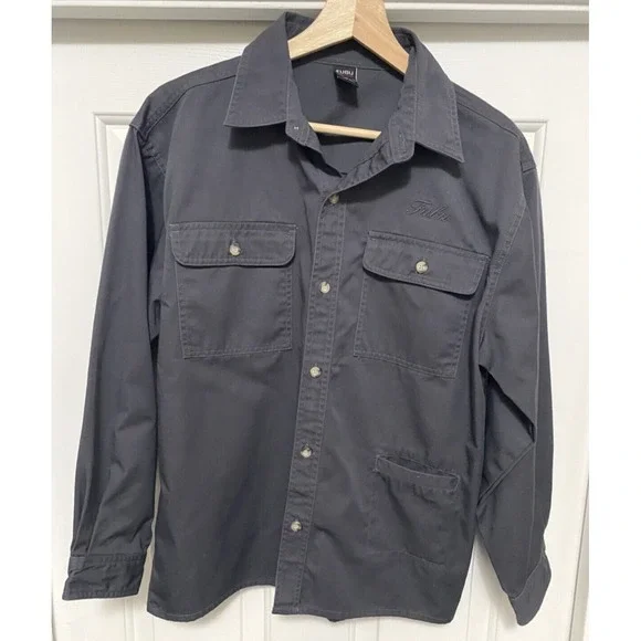 Fubu The Collection Shirt Shacket Jacket Youth 12/14 Dark Gray Button Up‎