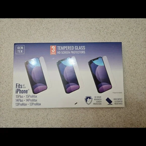 Gen Tek 3 Pack Tempered Glass HD Screen Protectors for iPhone