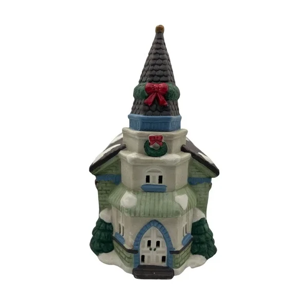 Trim A Home Light Up Christmas‎ Village Porcelain Church Building Vintage w/ Box