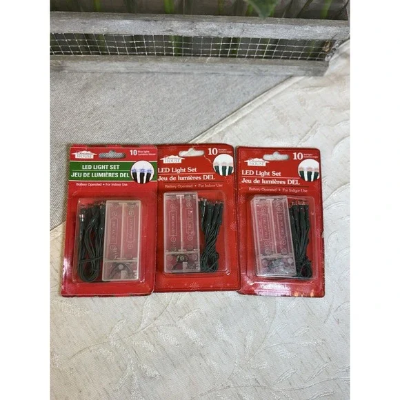 3 Piece Set Of 10 LIGHTS Each Red/Blue Lights AA Battery‎ Powered (188455 1307)