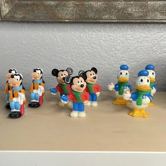 Vintage Disney Mickey Donald Goofy Rubber Figures Christmas String Light Covers