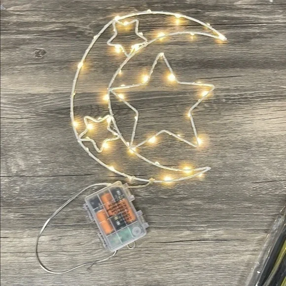 Celestial Moon and Stars LED Light Up Wall Decor Warm White Battery Operated