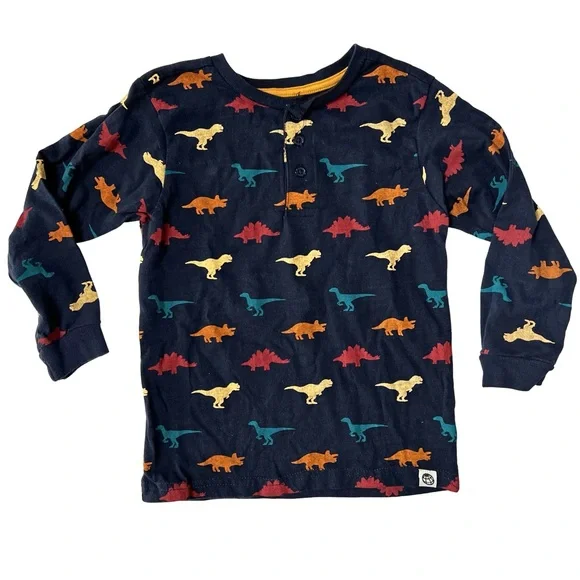 ✨ 5 for $25 ✨ Free Planet Kids Long Sleeve Shirt - Navy with Dinosaur Print