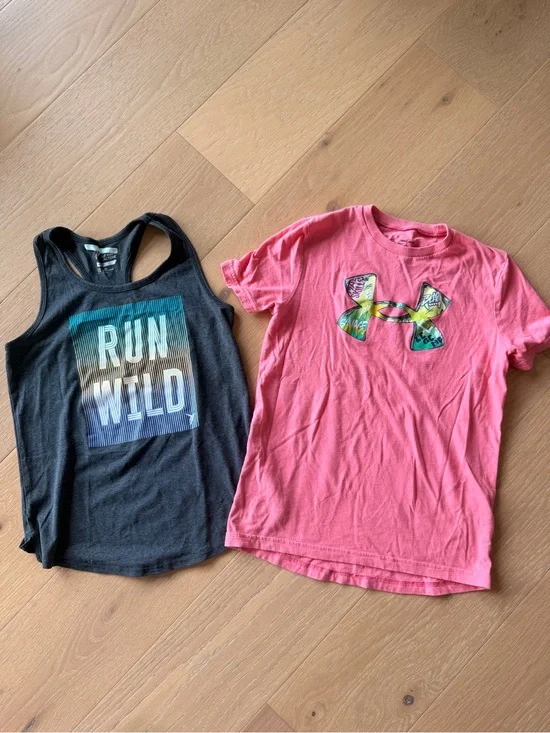Under Armour Loose Heat Gear Shirt YM Old Navy Active Tank Top YL