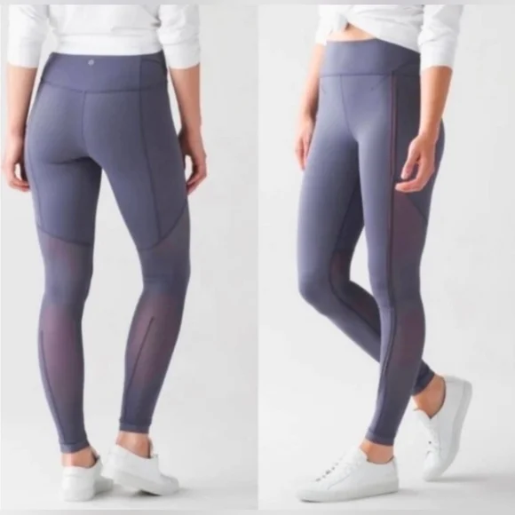 LULULEMON Sculpt It Tight 'Greyvy' (Purple-ish?) Semi-Sheer Panels Hi-Rise Sz 8