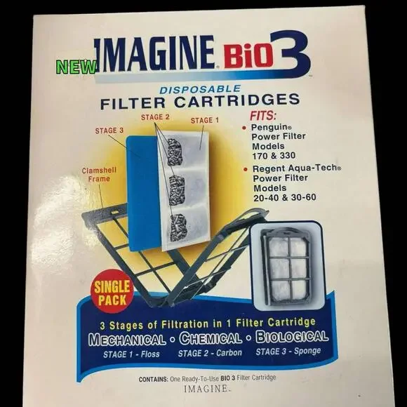 Imagine Bio 3 Filter Cartridge 1pk Fits Penguin Size 170/330& Aqua Tech Filters
