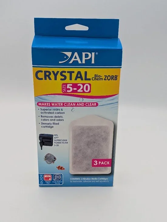 API - Aquarium Power Filter Cartridges Size 5-20 Crystal Bio-Chem Zorb 3 Pack