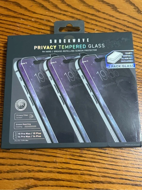 Privacy Tempered Glass Screen Protector (3-Pack) - Black