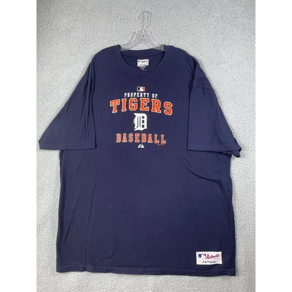 Property of Tigers Baseball Authentic Collection Majestic Athletic Mens 3XT Blue