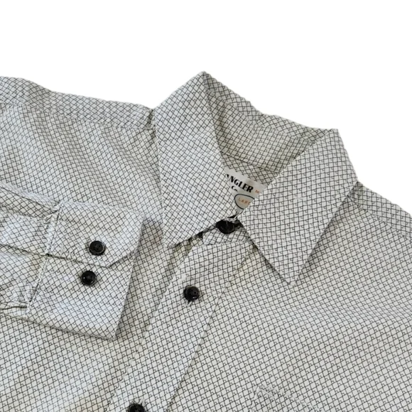 Wrangler Jeans Co. Western Shirt Men's Size Large White Button Front Long Sleeve