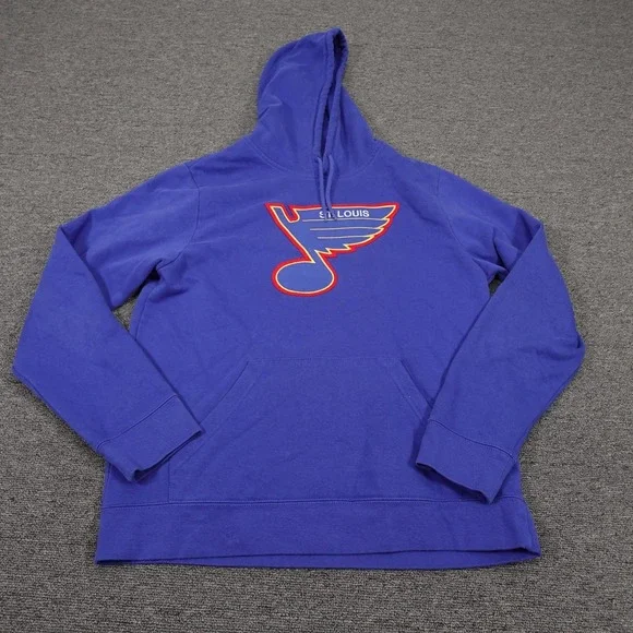 St Louis Blues Hoodie Mens Medium Blue NHL Hockey Majestic Pullover Sweatshirt