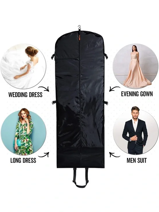 Black Garment Bag for Dresses and Suits