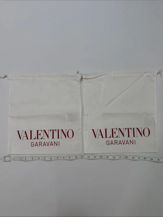 Valentino White Cotton Dust Bags with Red Logo (Pair)