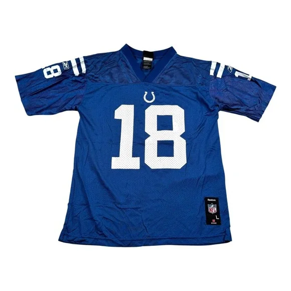 Indianapolis Colts Football Jersey Boys Youth Large Blue NFL Reebok Manning 18