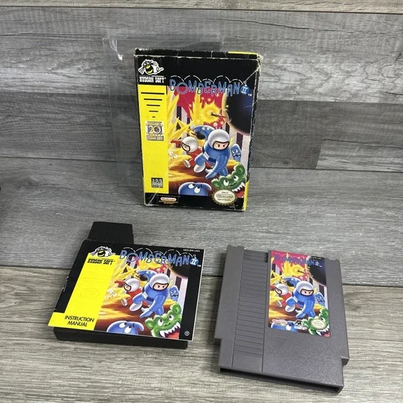 Bomberman II 2 CIB Box Manual Cart Box Protector (Nintendo, NES 1993)