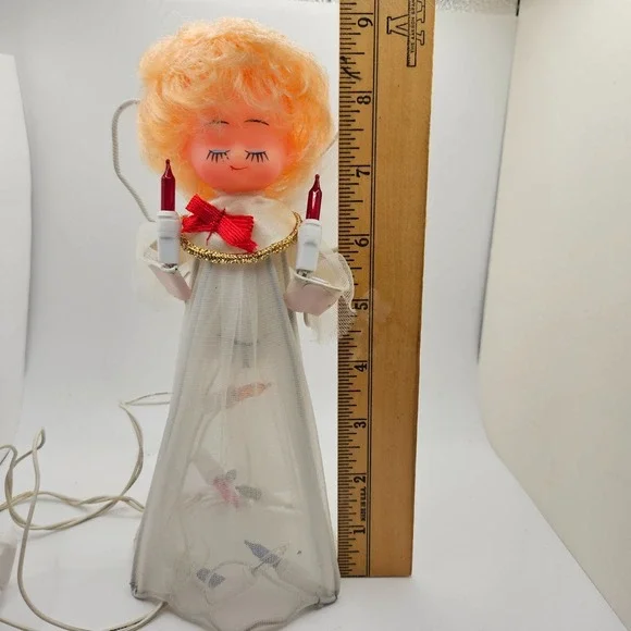 Vintage Lighted Christmas Angel Tree Topper / Decoration Blinking Color Lights