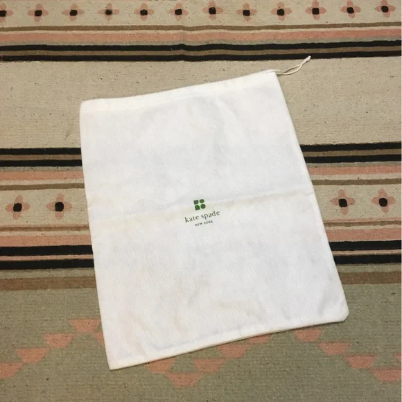 Kate Spade White drawstring dustbag logo on front