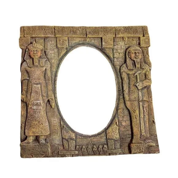 Egyptian Stone Frame Pharaoh Picture Art Deco Photo‎ 1920s Revival Décor Vintage