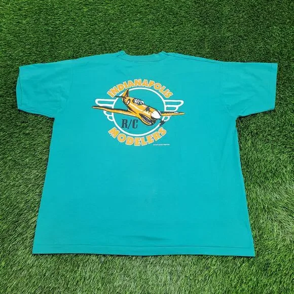 Vintage P-40 Warhawk Airplane Shirt 2XL 26x28 Indianapolis RC Modelers