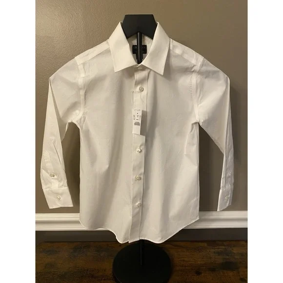 Jcrew Factory Crewcuts Boys Long Sleeve Thompson Shirt Size 6-7 White