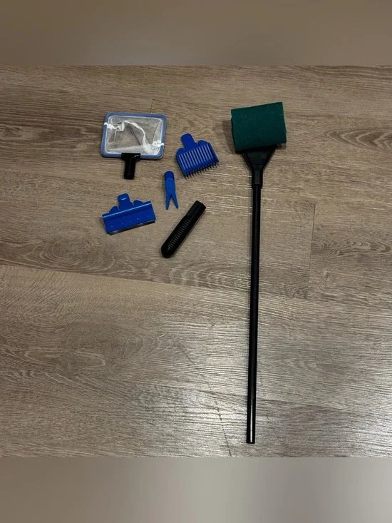 Fish Tank Maintenance Tool Kit with Blue and Green Tools