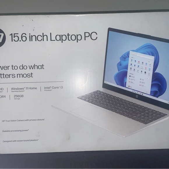 HP Silver Laptop Sleek Design 15.6-inch Display