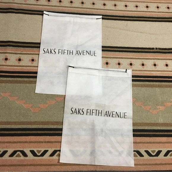 TWO (2) Saks Fifth Ave Sheer White Dustbag medium approx 15” x 10” travel